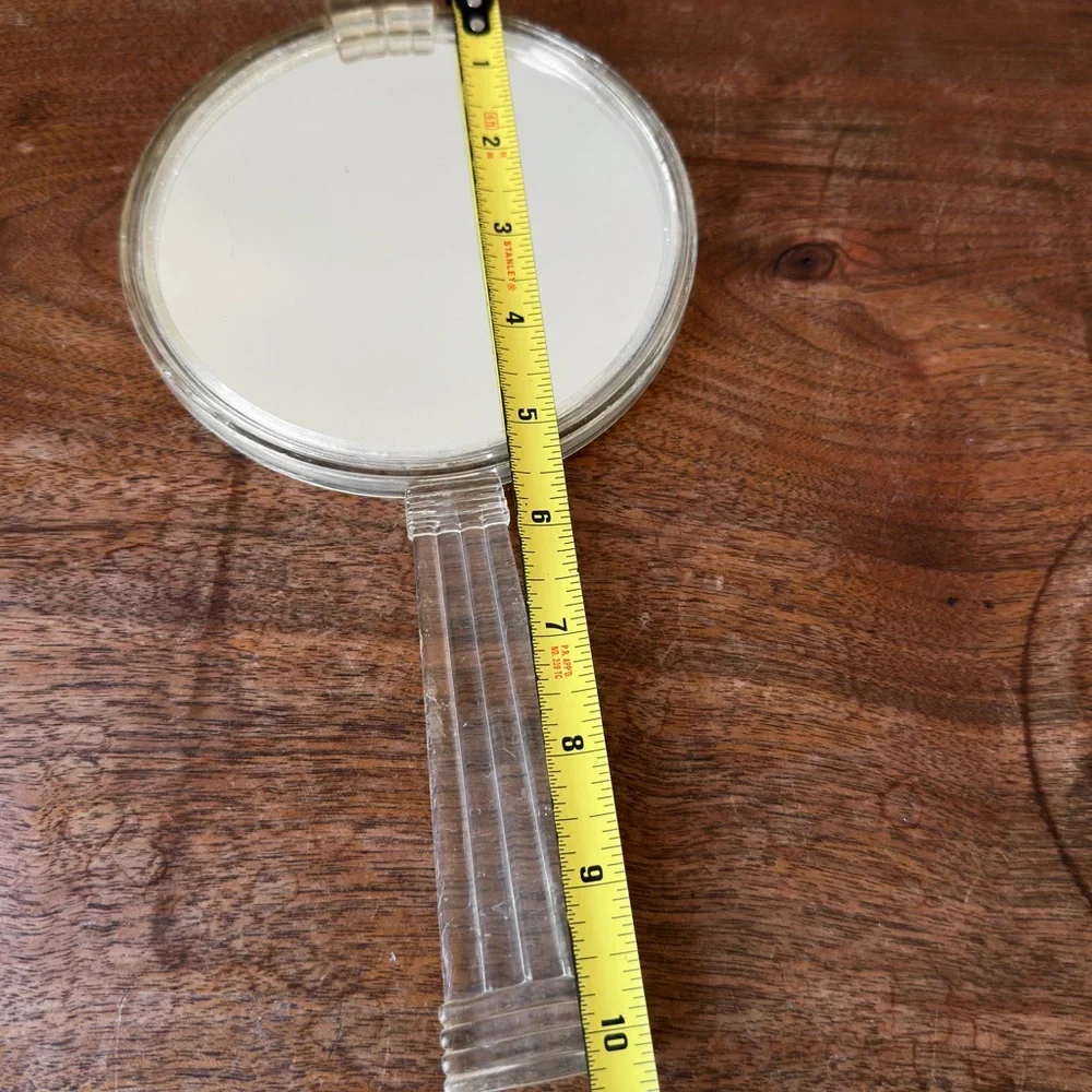 Lucite Vanity Vintage Clear Plastic MCM Handheld Mirror Acrylic Art Deco